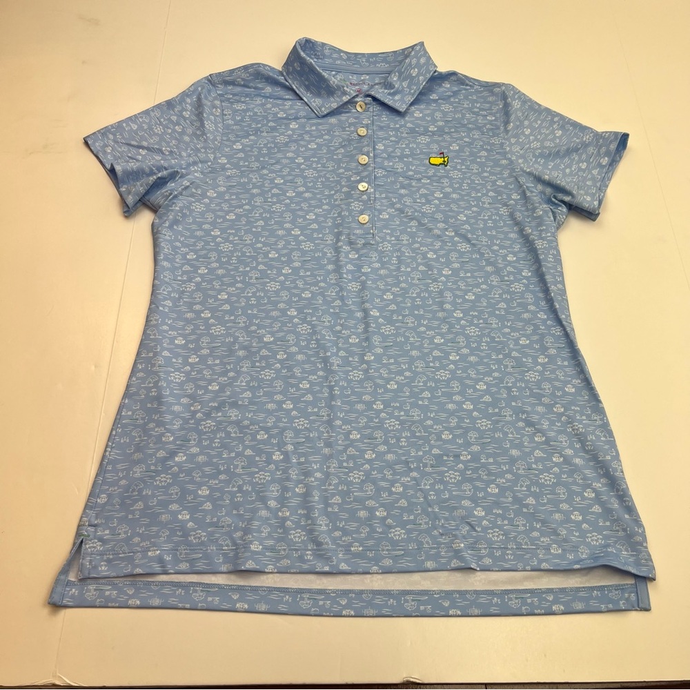 Masters Magnolia Lane Blue‎ White Icons Performance Tech Polo Womens Medium